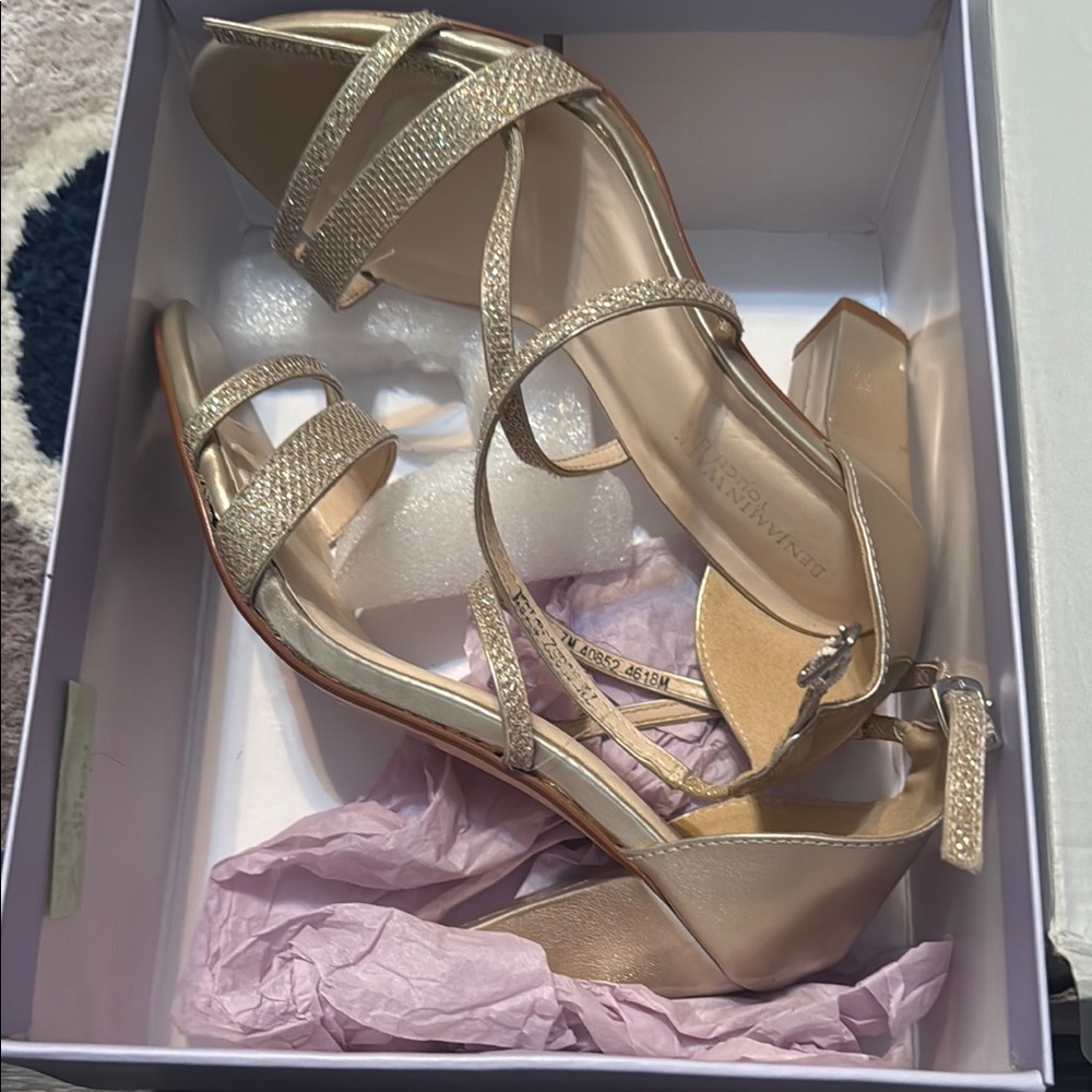 Benjamin Walk Gold Sandals High Heel Strappy